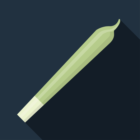 Flat vector icon of marijuana joint. Cigarette with medical cannabis. Colorful spliff illustrationのイラスト素材