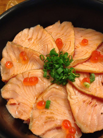 Burned salmon on rice の素材