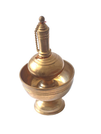 tool for pour ceremonial water in buddhismの写真素材