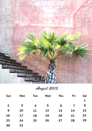 august of calendarの写真素材