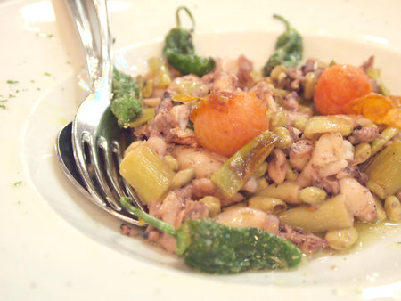 seafood salad in mediterranean style