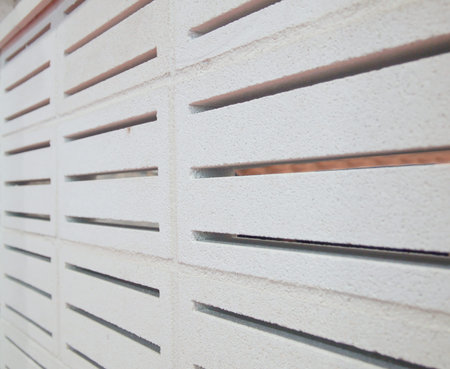 hollow concrete block wall with stripe pattern