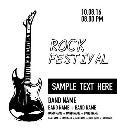 black and white poster of rock concert or festivalのイラスト素材