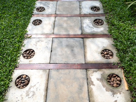 design texture of pavement or path in the garden with natural materialsの写真素材
