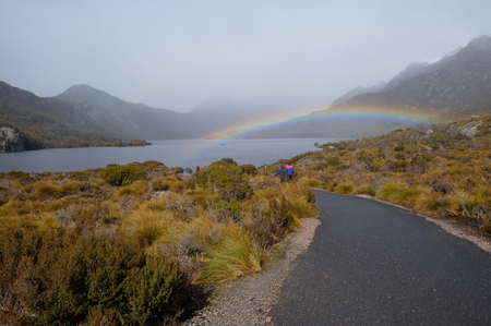 Rainbow Lake pathway Sceneryの写真素材