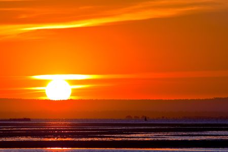 Local Fisherman in sunsetの写真素材