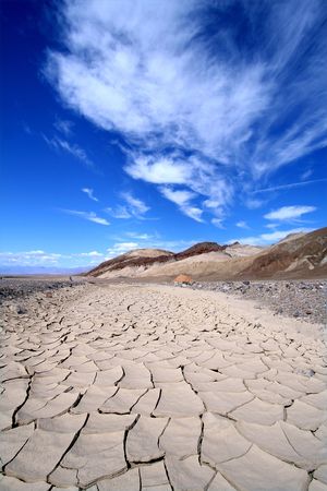 Cracked mud in Death Valley, Californiaの写真素材