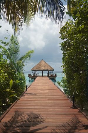 Jetty in Maldivesの写真素材