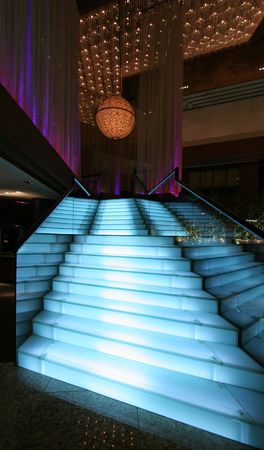 Illuminated staircaseの写真素材