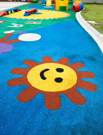 cartoon pattern on the playground in a kindergarten.の写真素材