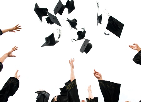 high school graduation hats high の写真素材