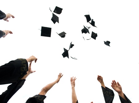high school graduation hats high の写真素材