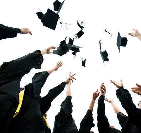 high school graduation hats high の写真素材