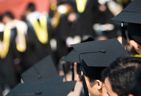 Shot of graduation caps during commencement.の写真素材