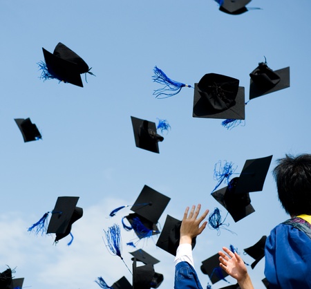 high school graduation hats high の写真素材