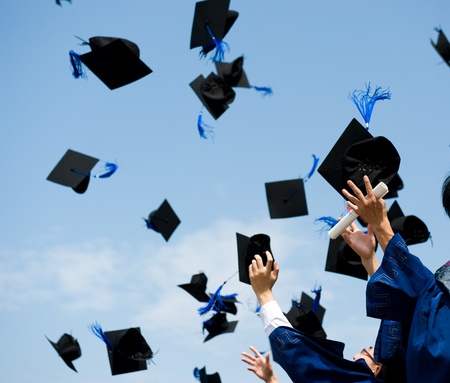 high school graduation hats high の写真素材