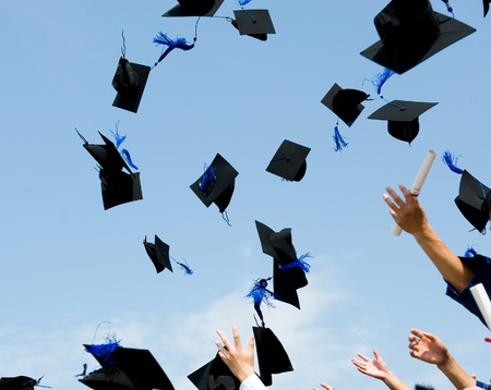 high school graduation hats high の写真素材