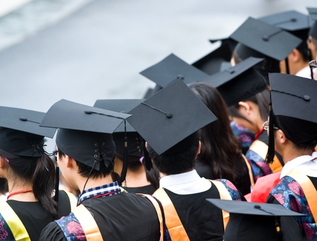 Shot of graduation caps during commencement.の写真素材