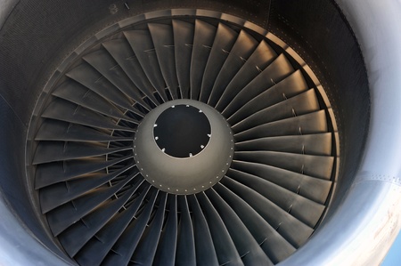 close up of turbojet of aircraft の写真素材