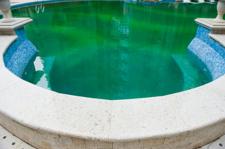 Swimming pool in the yard. 