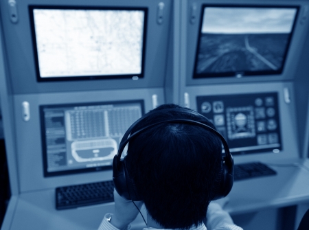 flight controller working in the flight control tower.の写真素材