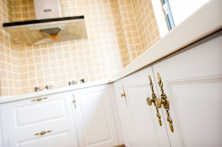 A Clean White Modern Kitchen.の写真素材