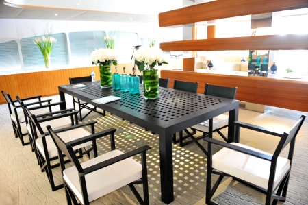 Empty boardroom table with chairs .のeditorial素材