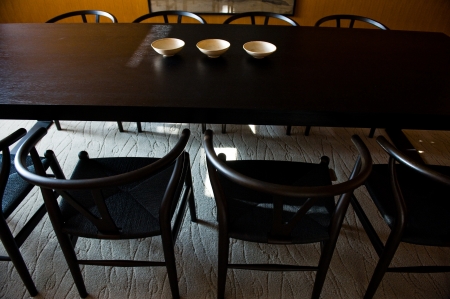 Empty boardroom table with chairs.のeditorial素材