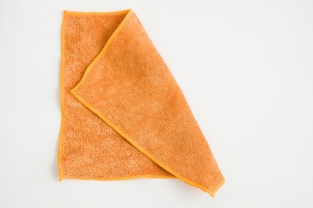 orange microfiber duster isolated on white の写真素材