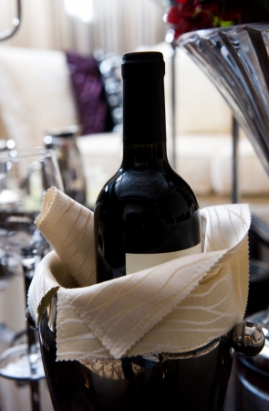 Place setting and flowers on the dining table.の写真素材