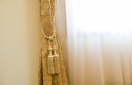 Curtains with ornaments in the modern house.の写真素材