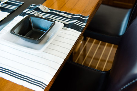 Table setting at a luxury yacht.