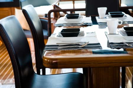 Table setting at a luxury yacht.の写真素材