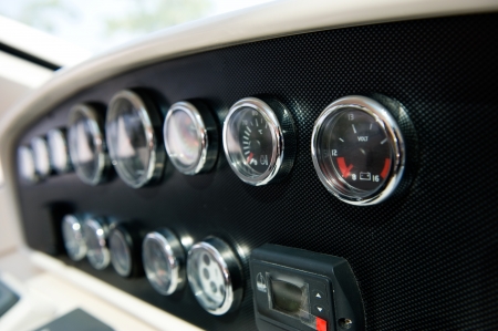 Dashboard instruments of a yacht.の写真素材