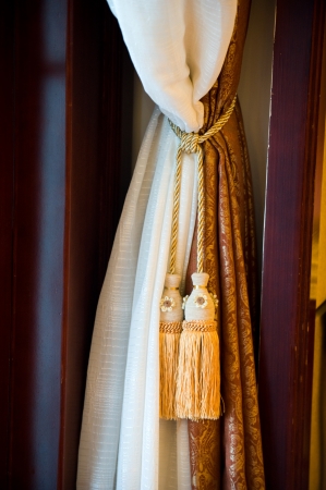 Curtains with ornaments in the modern house.の写真素材