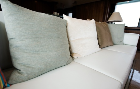 Comfortable corner in family room, with multi-colored pillows.
の写真素材