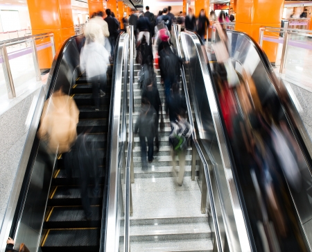 passenger in the subway station in shanghai china, blurred motion. 
の写真素材
