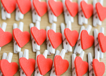 Valentines decoration of many red hearts.