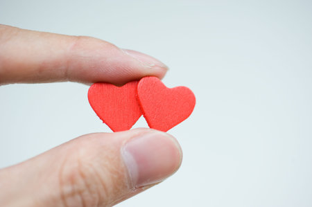 love concept. holding a red heart in hands. の写真素材