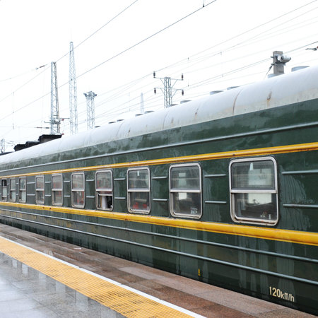 train running on railway tracks in China.