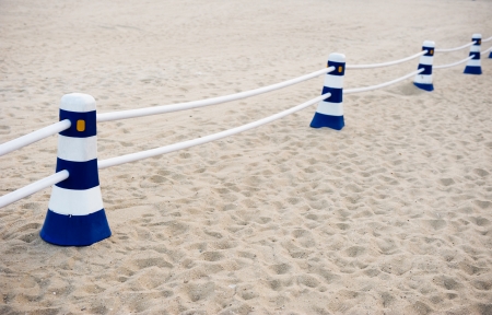 beach scene with banister railing for sports.の写真素材