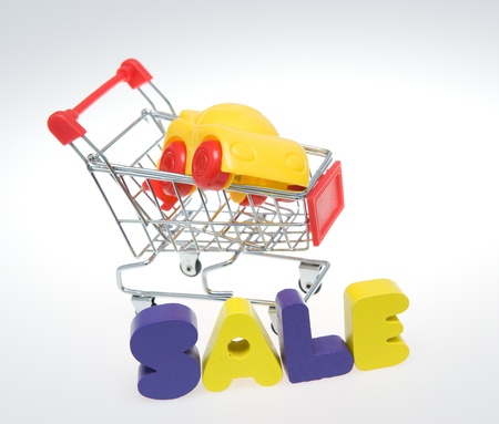 Car inside a shopping cart.の写真素材