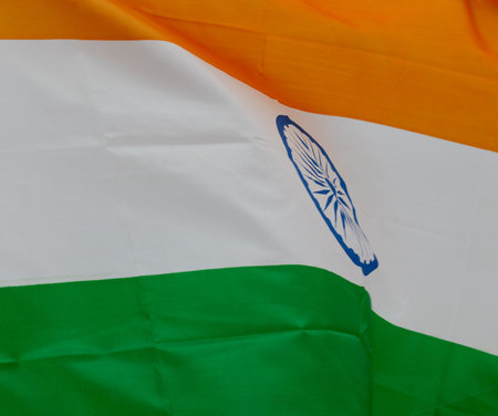 Close up shot of wavy India flag. 