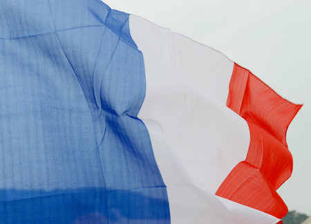 Close up shot of wavy France flag. 