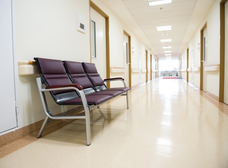 Chairs in the hospital hallway.  hospital interiorの写真素材