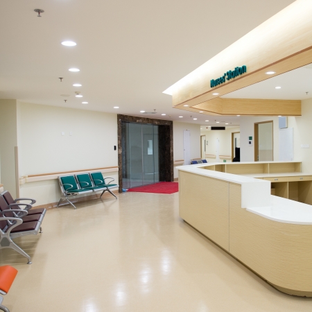 Empty nurses station in a hospital.のeditorial素材