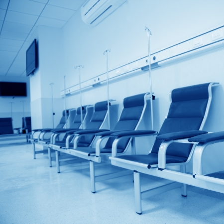 row of chairs in a infusion room of hospital.の写真素材