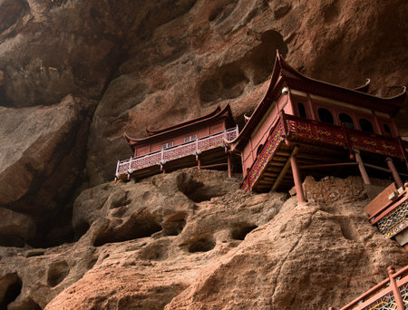 The temple is located in the mountainside, fujian province, China.の写真素材