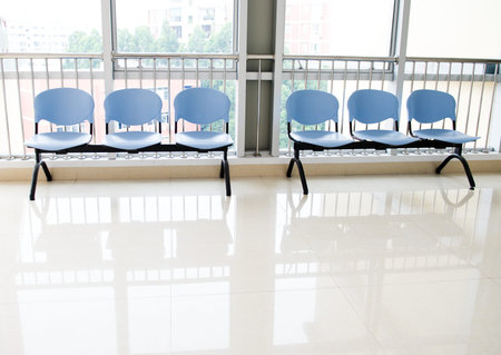 Chairs in the hospital hallway. hospital interior