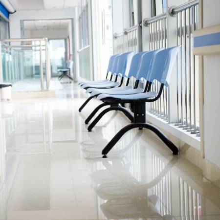 Chairs in the hospital hallway. hospital interiorの写真素材